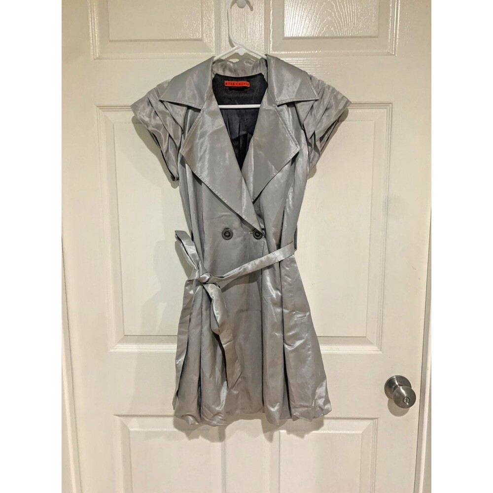Alice + Olivia Metallic Silver Small Wrap Dress Vintage